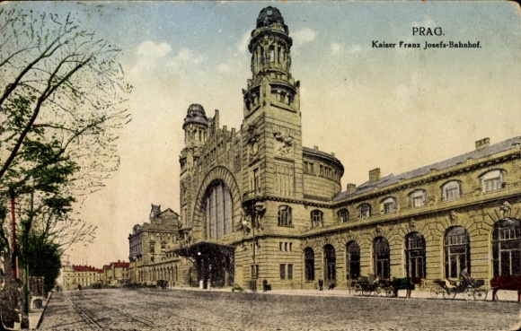 Postcard Praha Prague Czech Republic, train station