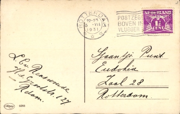 Artist Postcard Boriss, Margret, Girl falls from motorcycle