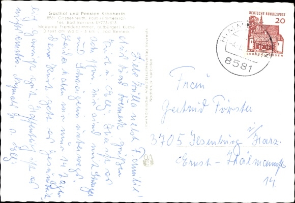 Postcard Gossenreuth Weidenberg in Upper Franconia, inn and pension Schobert, interior, panorama
