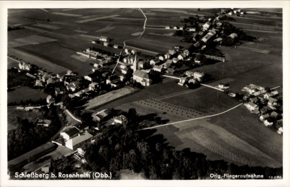 Postcard Schloßberg (near Rosenheim) Stephanskirchen Upper Bavaria, aerial photograph