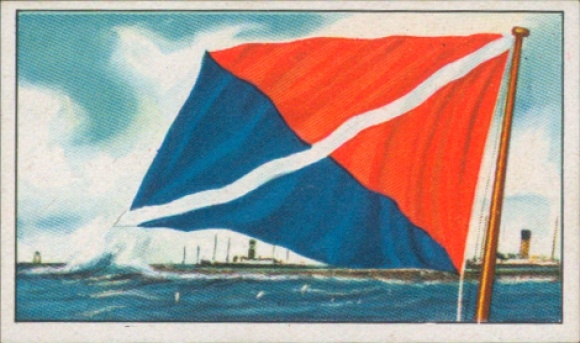 Verzamelaarsfoto van rederijvlaggen van de wereldkoopvaardijvloot nr. 170 Engeland, Bank Line Ltd., Andrew Weir & Co.