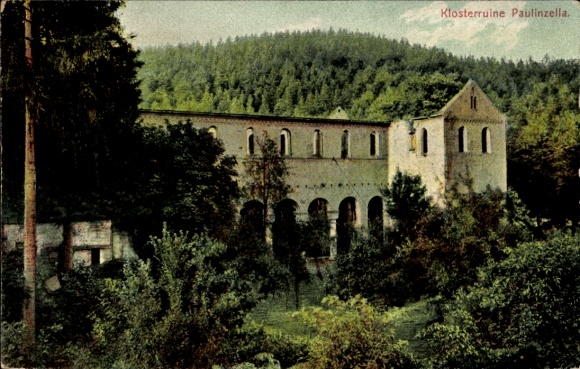 Postcard Paulinzella Königsee Rottenbach in Thuringia, monastery ruins