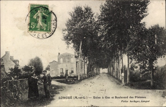 Ak Longué Maine et Loire, Usine à Gaz et Boulevard des Platanes