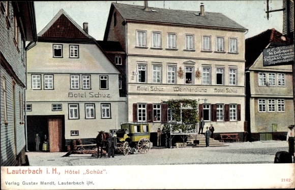 PC Lauterbach in Hesse, Hotel Schuez, wine shop, stagecoach
