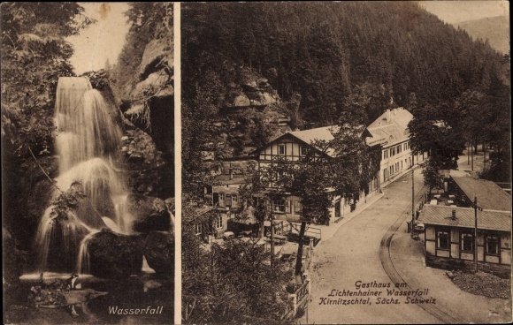 Ak Lichtenhain Sebnitz in Sachsen, Gasthaus am Lichtenhainer Wasserfall, Kirnitzschtal