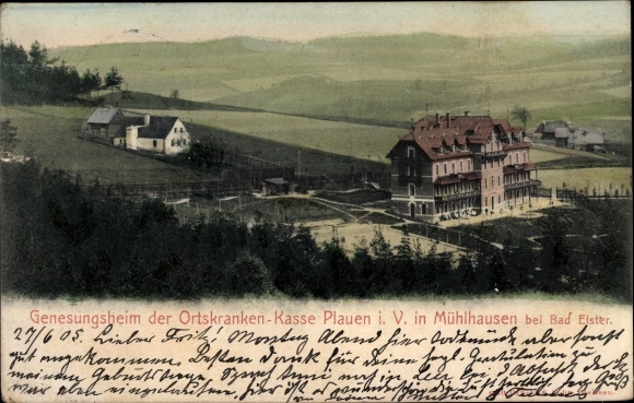 Postcard Mühlhausen Bad Elster Vogtland, convalescent home of the local health insurance company Plauen