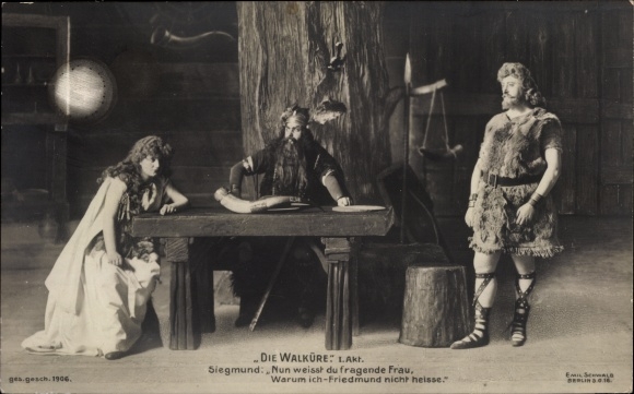 Ak theaterscène, Die Walküre, Siegmund: Nu weet je, vragende vrouw...