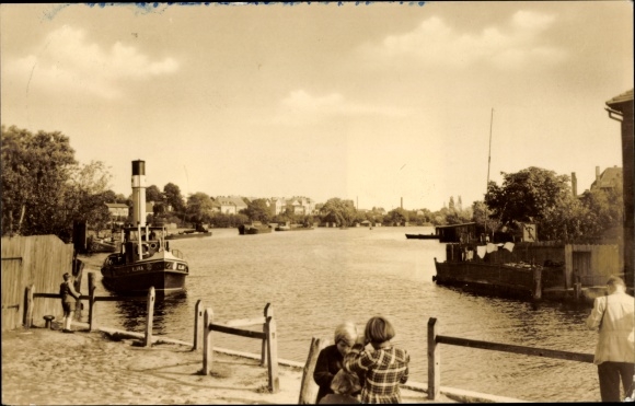 Ak Malchow Mecklenburg, uitzicht over de rivier