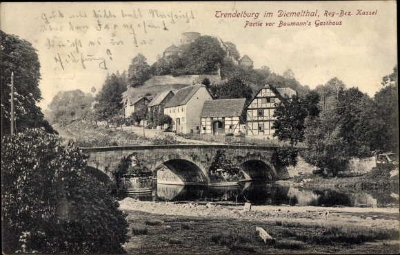 PC Trendelburg in northern Hesse, lot before Baumann&#39;s inn, castle