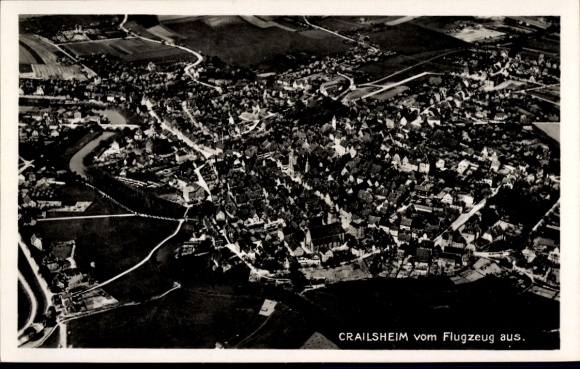 Ak Crailsheim in Württemberg, Luftaufnahme von  Häuser und Straßen sichtbar