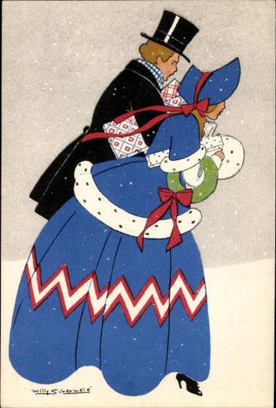6 old Postcard series love, drawings by J. Philip Kruseman, various views