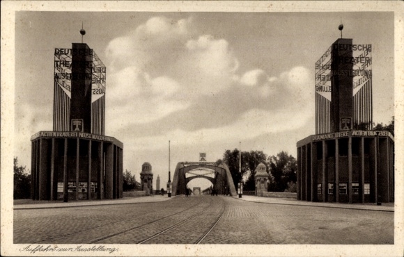 Postcard Magdeburg on the Elbe, German Theatre Exhibition 1927, trip to the exhibition