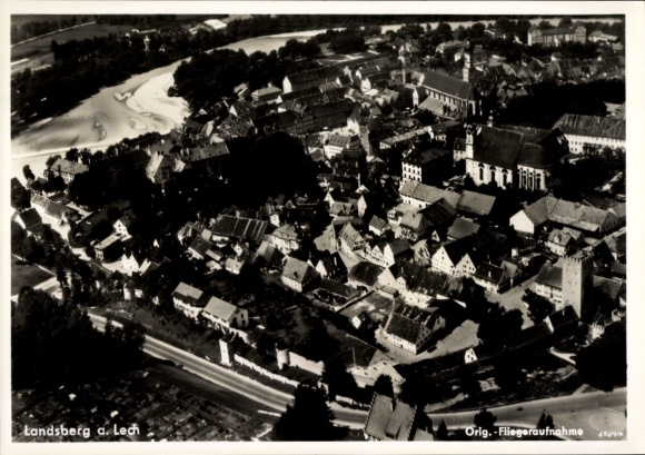 Postcard Landsberg am Lech Upper Bavaria, aerial photograph