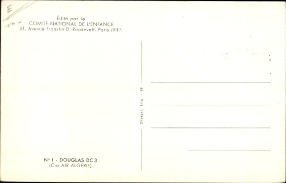 Postcard Algerisches Passagierflugzeug, Douglas DC 3, General Company of Air Transport, Air Algérie