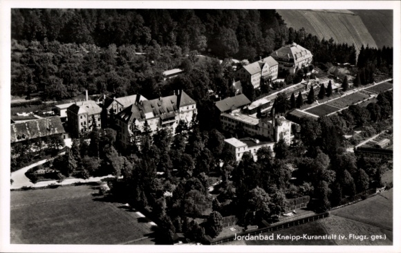 Postcard Jordanbad Biberach an der Riß Upper Swabia Württemberg, Kneipp health resort, aerial photograph