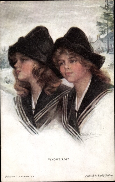 Artist PC Boileau, P., Snowbirds, Two young women, portrait