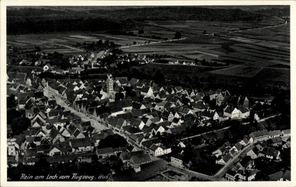 Postcard Rain am Lech Swabia, aerial photograph