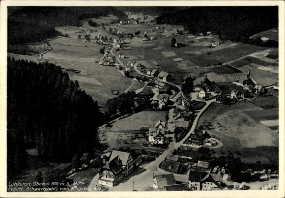 Ak Obertal Baiersbronn im Schwarzwald, Fliegeraufnahme
