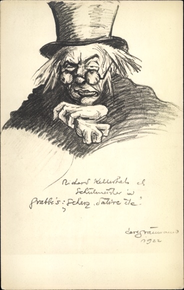 Artist PC Graumann, Carl, Schulmeister, male portrait, Grabbe, joke, satire, etc.