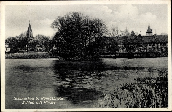 Postcard Schmorkau Neukirch Sachsen, castle with church, waters