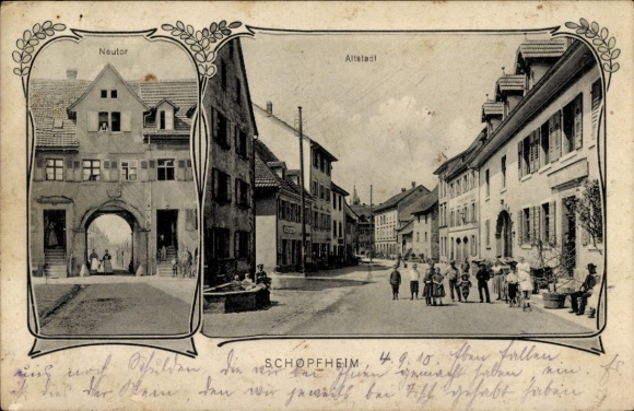 Passepartout Postcard Schopfheim in Baden, Neutor, Old Town