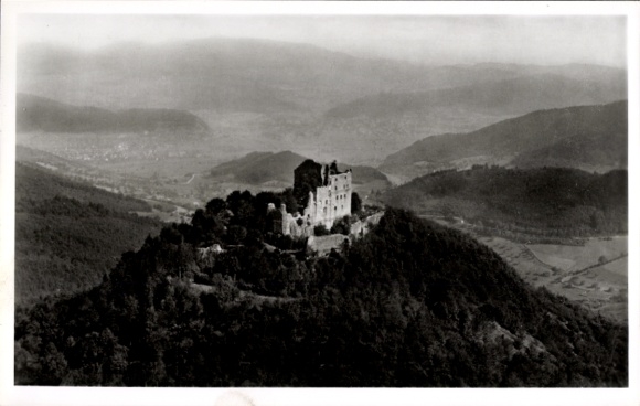 Ak Sand Bühl in Baden Schwarzwald, Ruine Hohengeroldseck,  Ruine, bergige Landschaft