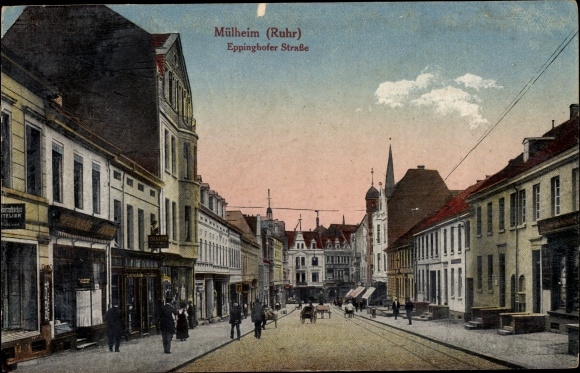 Postcard Mülheim an der Ruhr in North Rhine-Westphalia, Eppinghofer Strasse, shops, passers-by