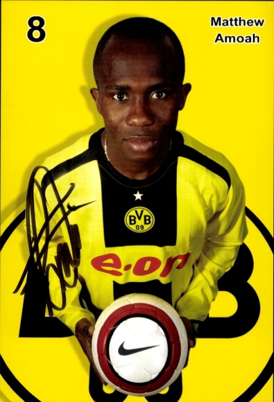 Autograph card footballer Matthew Amoah, BVB 09, Borrussia Dortmund, autograph