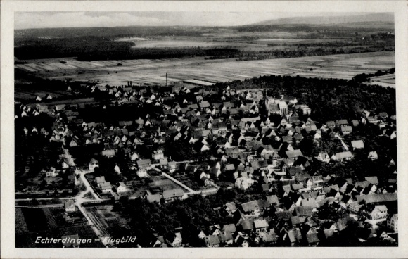Postcard Echterdingen on the Fildern, aerial photograph