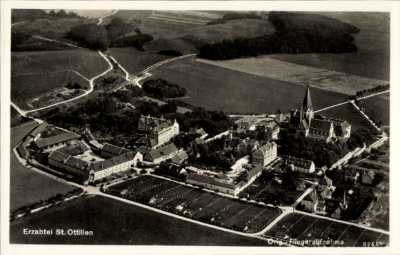 Postcard Eresing in Upper Bavaria, Archabbey of Saint Ottilien, aerial photograph