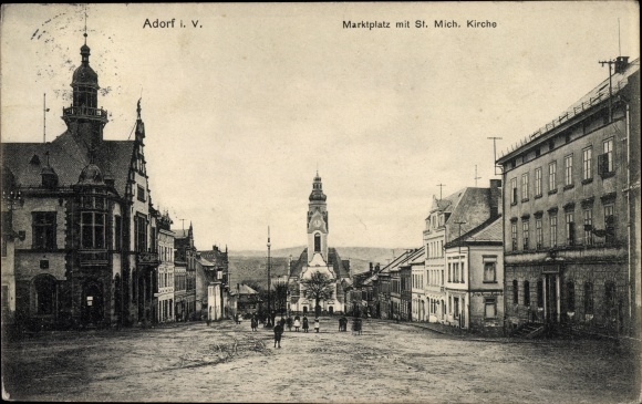 Ak Adorf im Vogtland, Markt, St. Michaeliskirche