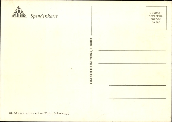 Postcard Mauswiesel, DJH donation card