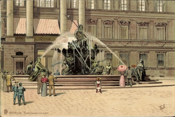 Kunstenaar Ak von Eckenbrecher, Berlijn Mitte, Paleisfontein