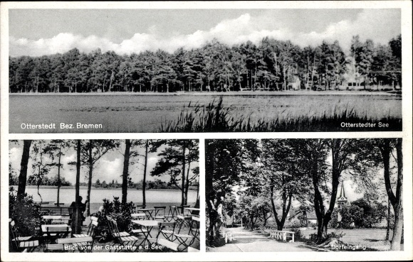 Postcard Otterstedt Ottersberg Lower Saxony, inn on Otterstedter See, forest, lake, terrace