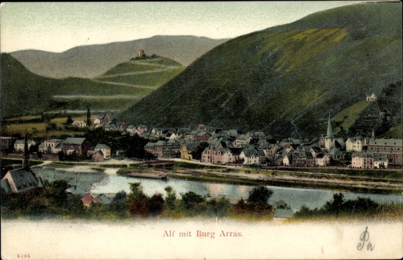 Ak Alf an der Mosel, Alf mit Burg Arras.