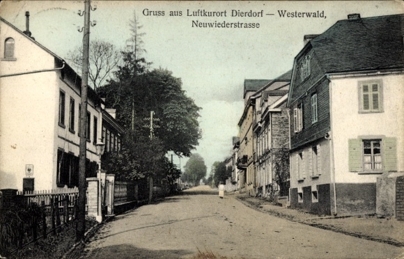Postcard Dierdorf in the Westerwald, greetings from the health resort, Neuwiederstraße, quiet street, houses