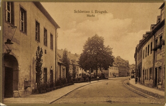 Ak Schlettau in het Erzgebirge, markt