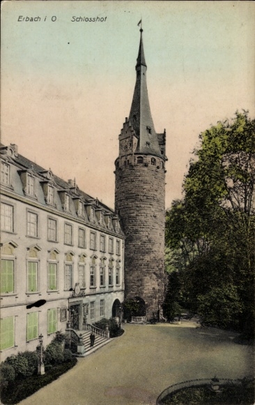 Ak Erbach im Odenwald Hessen, Schlosshot,  Turm,  Architektur
