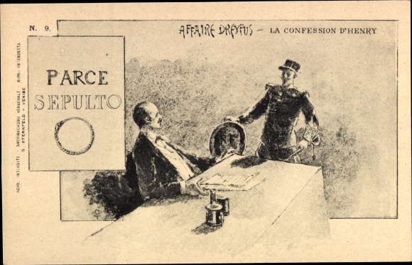 Judaica Artist Postcard Affaire Dreyfus, La Confession d&#39;Henry, Dreyfus Affaire, Parce Sepulto