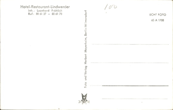 Postcard Berlin Zehlendorf Nikolassee, Lindwerder Island, Havel, Hotel Restaurant Lindwerder