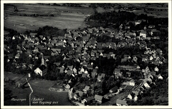 Postcard Menzingen Kraichtal in Baden, aerial photograph
