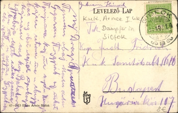 Postcard Siofok Fock Ungarn, Kikötö a Sión, Steamer, Anlegestelle