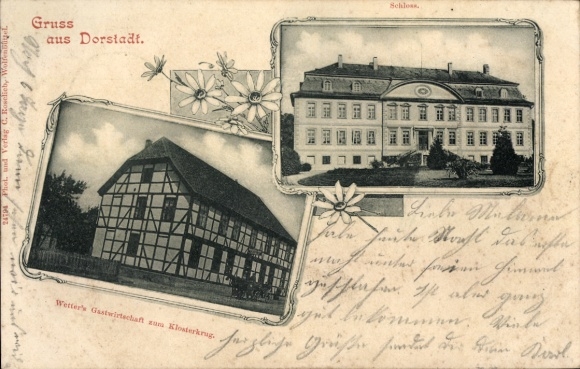 Ak Dorstadt Wolfenbüttel in Niedersachsen, Schloss, Wetter's Gasthaus zum Klosterkrug