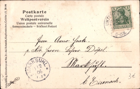 Postcard Großbreitenbach in Thuringia, monument, district council