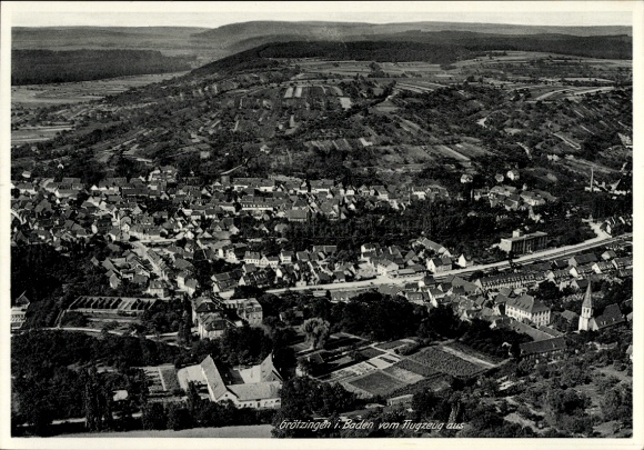 Postcard Brötzingen Pforzheim in the Black Forest, aerial view of residential buildings, fields