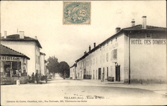 Ak Villars les Dombes Ain, Hotel Des Dombes, Route de Lyon,  Architektur
