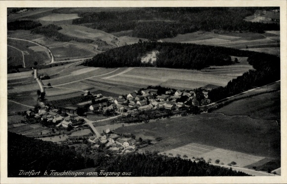Ak Dietfurt Treuchtlingen in Mittelfranken, Luftaufnahme von Dietfurt, ländliche Umgebung, Fluss,