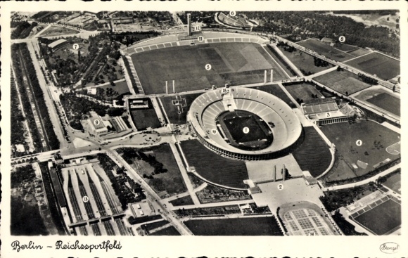 Ak Berlin Charlottenburg Westend, Reichssportfeld, Olympia-Stadion, Fliegeraufnahme, Stengel 77788
