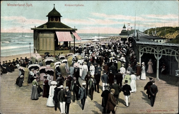 Ak Westerland auf Sylt, Konzertplatz mit Pavillon und Strand
