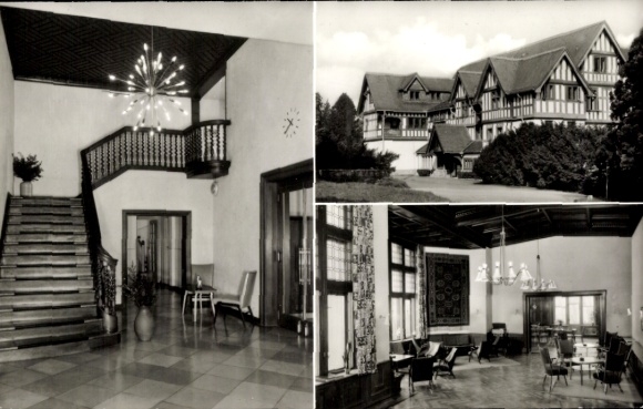 Postcard Oberursel in Taunus Hessen, House of the Trade Union Youth, Staircase, Foyer, Building View